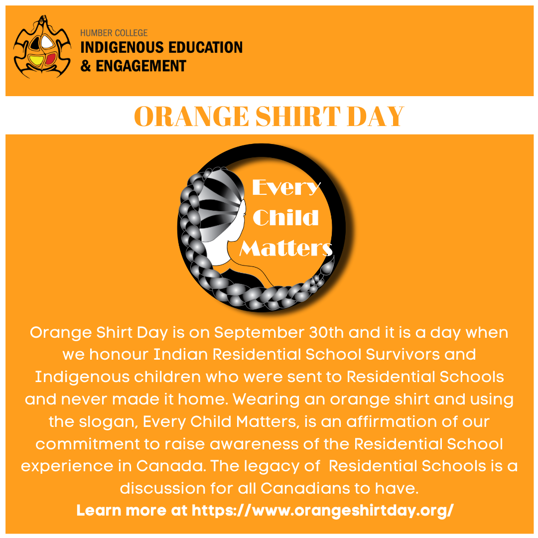 Support Orange Shirt Day on September 30 Humber Communiqué